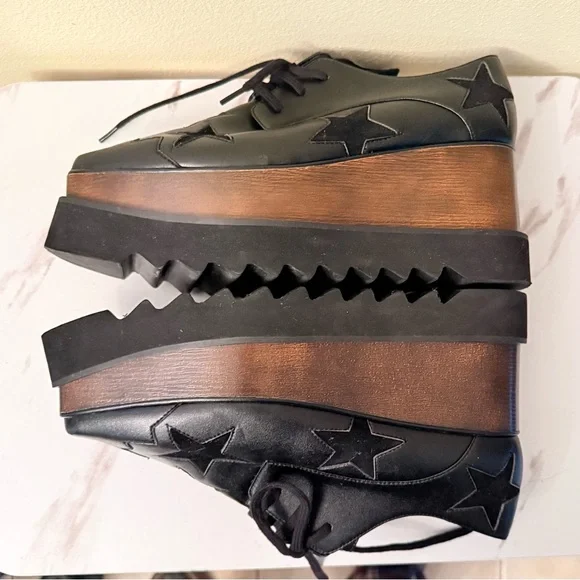Stella MaCartney Black Elyse Star Platform Sneaker, Size 37 (7), EUC - Picture 4 of 12